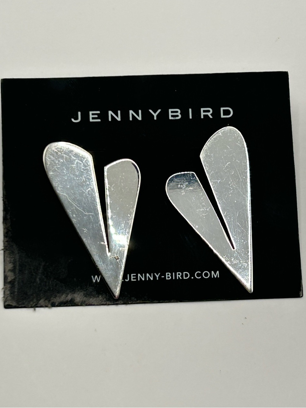 JENNY BIRD Silver Abstract Heart Drop Earrings